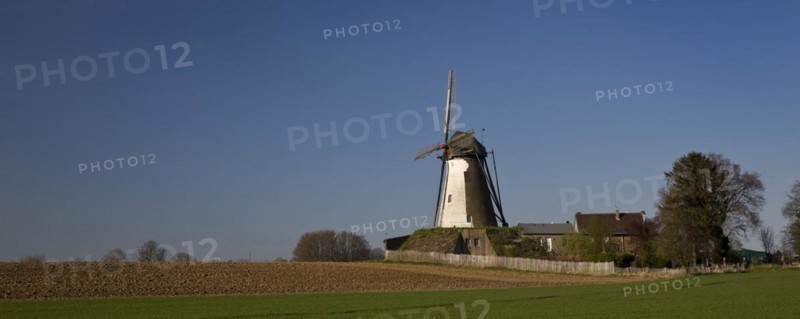 Historic Grottenherten tower windmill, Bedburg, Rhine-Erft district, Lower Rhine, North Rhine-Westphalia, Germany, Europe