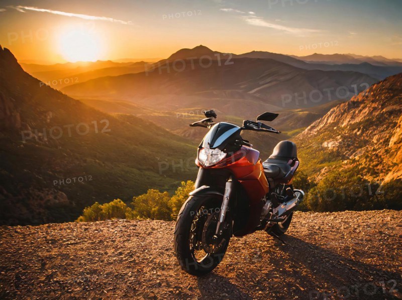 Cross-country bike trip across beautiful scenic USA landscapes. Adventure and wilderness, AI generated