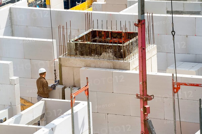 Construction site, new construction of apartment blocks, shell construction, North Rhine-Westphalia, Germany, Europe