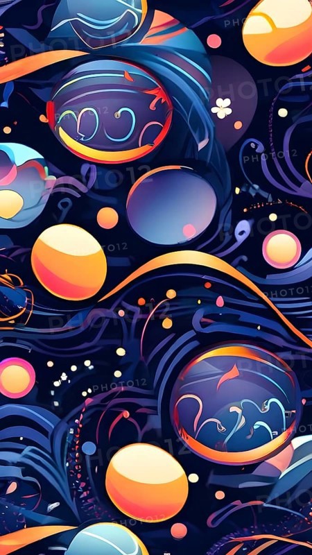 A whimsical abstract pattern with intertwined ribbons, eggs, and floral motifs, with a mix of sharp and soft lines creating depth, AI generated
