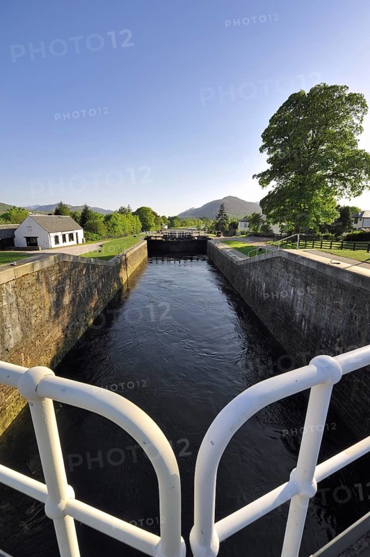 Neptune's Staircase, a staircase lock comprising eight locks on the Caledonian Canal at Banavie, near Fort William, Highlands, Scotland, UK