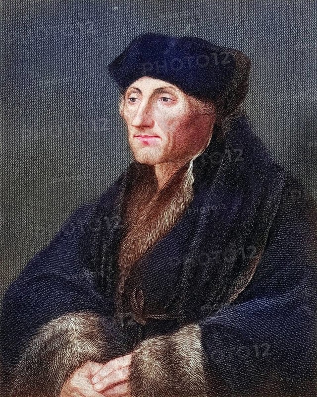 Desiderius Erasmus 1469-1536 Dutch humanist and theologian. The greatest European scholar of the 16th century. From the book Gallery of Portraits, 1833, Historical, digitally restored reproduction from a 19th century original, Record date not stated