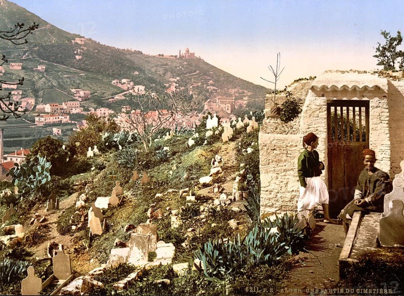 Part of the cemetery, Algiers, Algeria, ca 1890, Historical, digitally restored reproduction from a 19th century original, Record date not stated, Africa