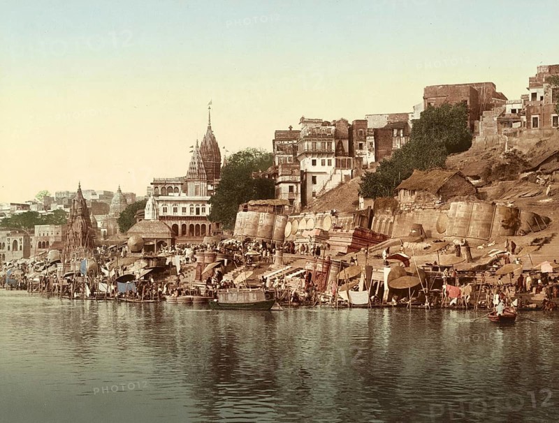 Benares, Varanasi. The Maharajah's of Nagbur Ghat, India, digitally restored reproduction from a 19th century original, record date not stated, Varanasi. The Maharajah's of Nagbur Ghat, India, digitally restored reproduction from a 19th century original, record date not stated, Asia
