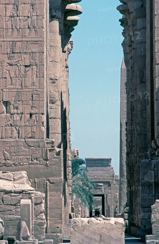 Second pylon, Great Amun Temple, Amun Re Temple, Imperial Temple, Karnak Temple, Luxor, Nile Valley, Egypt, September 1989, vintage, retro, old, historical, Africa