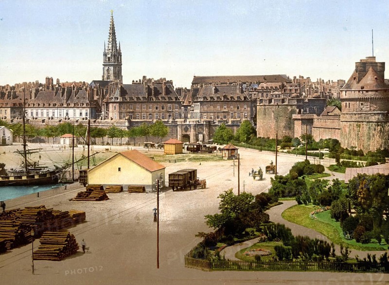 St Vincent Gate, St Malo, Normandy, France, ca 1890, Historic, digitally restored reproduction from a 19th century original, Record date not stated, Europe
