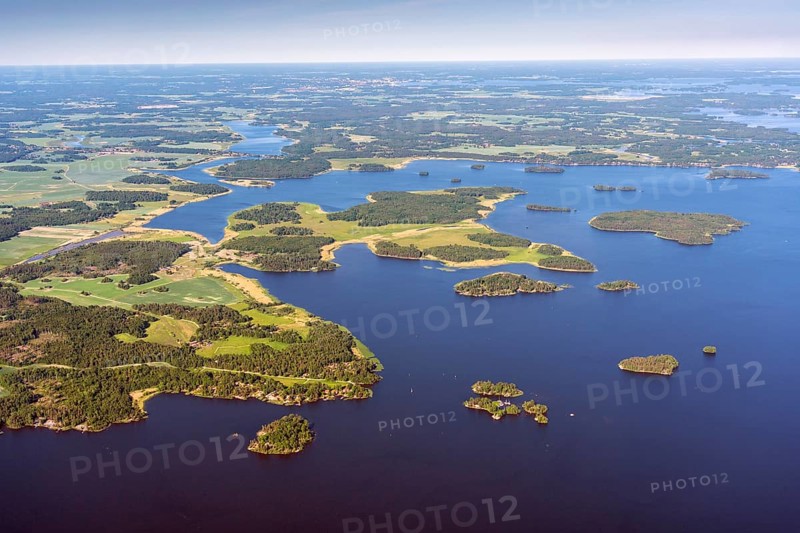 Lake Mälaren north of Eskilstuna, aerial view, Sweden, Europe