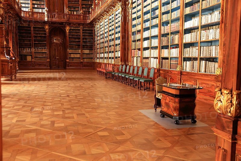 In the monastery library, the library hall in the Strahov Praemonstratensian Monastery, Prague, Czech Republic, Europe