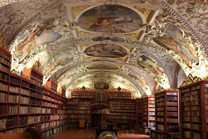 Prague Lesser Town, Monastery Library, Theological Hall in the Strahov Praemonstratensian Monastery, Prague, Czech Republic, Europe
