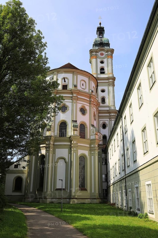 Facade of the Cistercian Abbey Church Fürstenfeld in Fürstenfeldbruck, Upper Bavaria, Bavaria, Germany, Europe