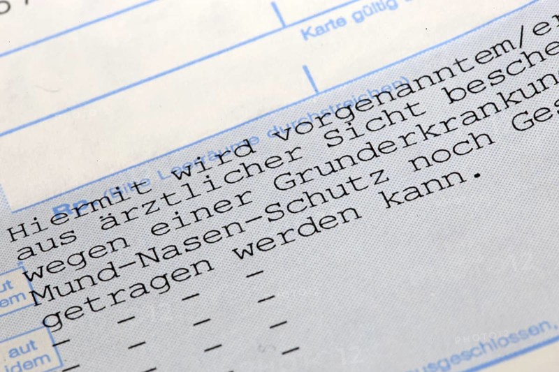 Medical certificate for mask exemption