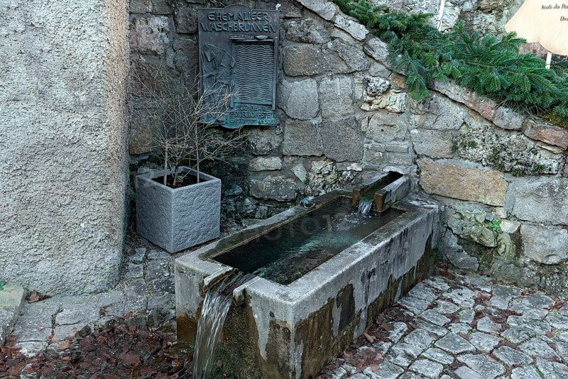 Historic washing fountain, Egloffstein, Upper Franconia, Bavaria, Germany, Europe
