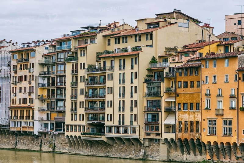 House facades, old town, Ponte Vecchio, architecture, historical, history, culture, city trip, tourism, attraction, sight, Florence, Italy, Europe
