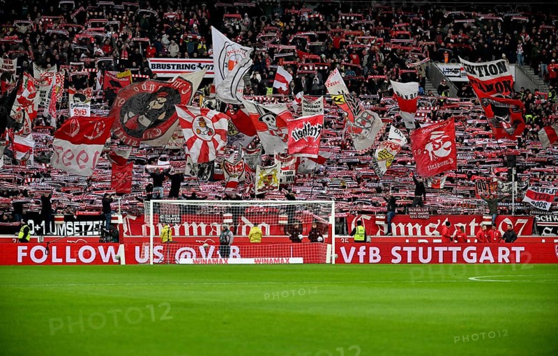 Cannstatter Kurve, VfB Stuttgart, fan block, fans, fan curve, flags, flags, atmosphere, atmospheric, MHPArena, MHP Arena Stuttgart, Baden-Württemberg, Germany, Europe