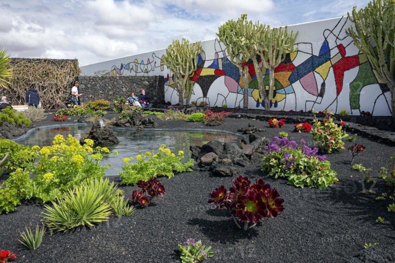 Mural in the garden, Fundación César Manrique, César Manrique Foundation, Tahíche, Lanzarote, Canary Islands, Canary Islands, Spain, Europe