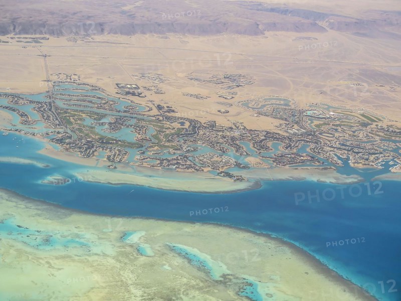 Aerial view, El Gouna tourist resort, Egypt, Africa