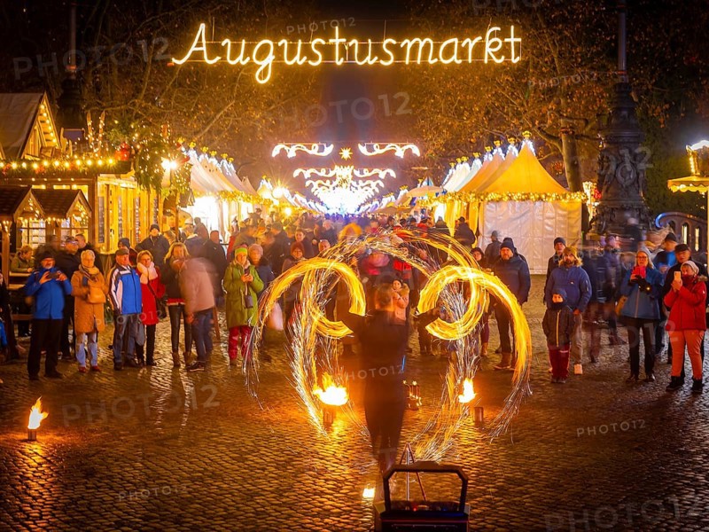 Christmas market on the main street in Dresden Neustadt, Dresden, Saxony, Germany, Europe