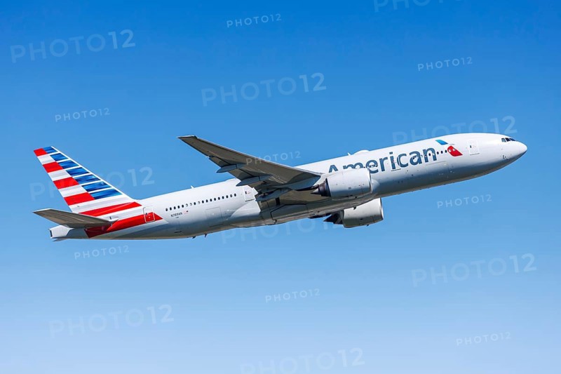 An American Airlines Boeing 777-200ER aircraft with the registration number N789AN at Frankfurt Airport, Germany, Europe