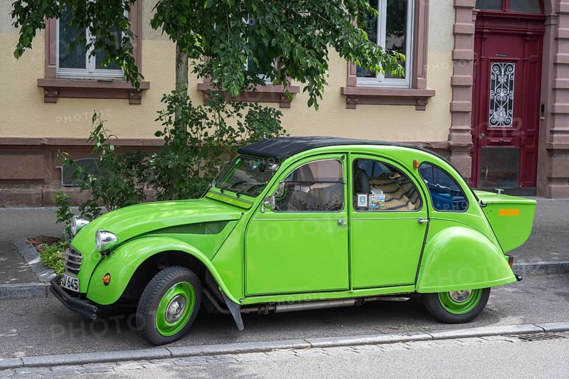A Citroën 2CV on the side of the road, Baden-Württemberg, Germany, Europe