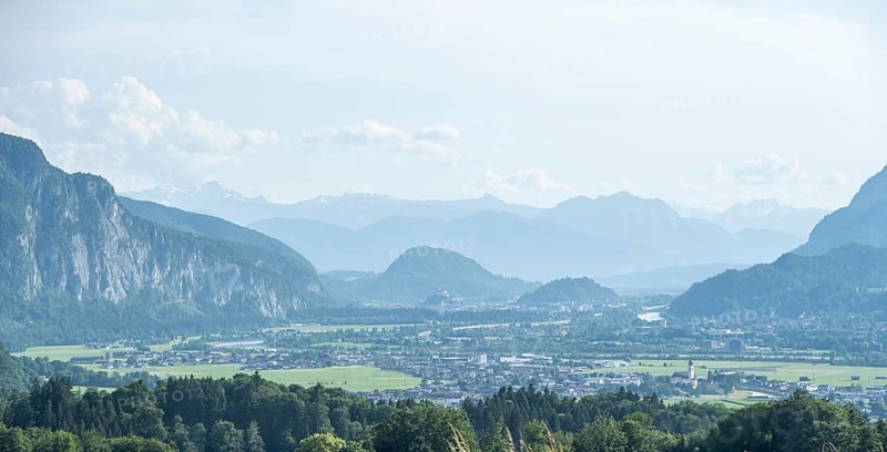 View of the Inn Valley with the town of Kufstein, Tyrol, Austria, Europe