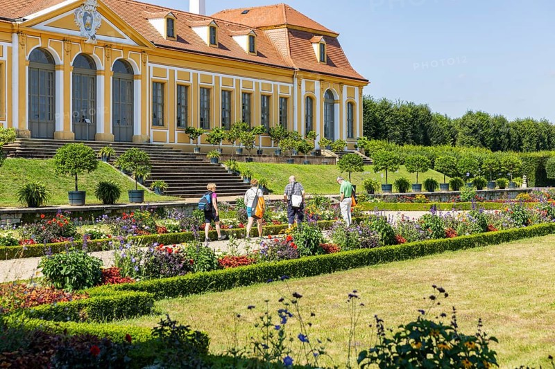 The Grosssedlitz Baroque Garden with the Friedrich Palace is located on a hill on the left bank of the Elbe to the south-east of Dresden in Grosssedlitz, which belongs to the town of Heidenau in the Free State of Saxony, Grosssedlitz Baroque Garden, Heidenau, Saxony, Germany, Europe