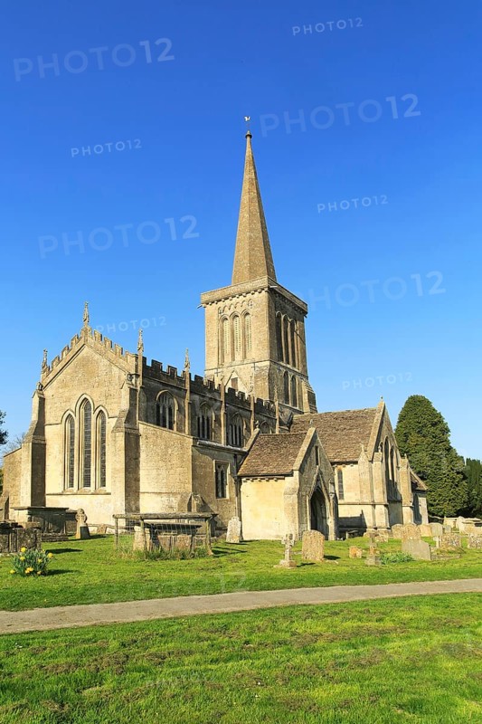 Church of Saint Mary the Virgin with steeple, Bishops Cannings, Wiltshire, England, UK