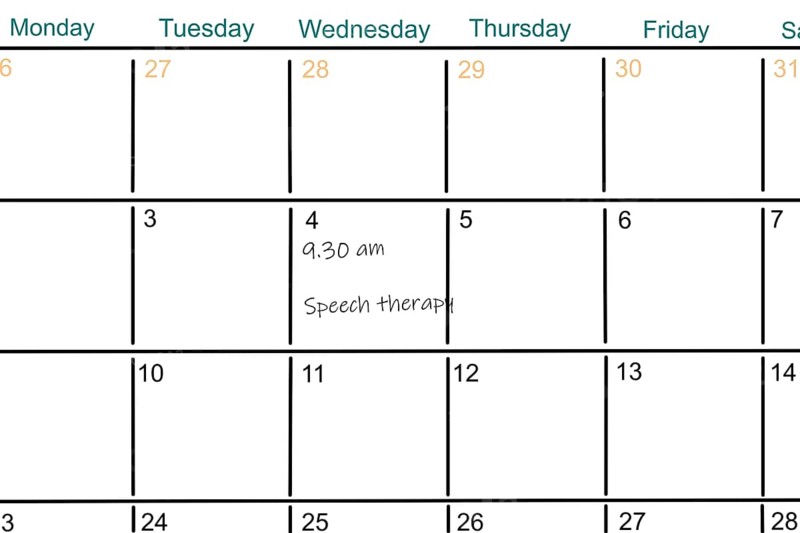 Symbolic image: Appointment diary with a note for a speech therapist appointment