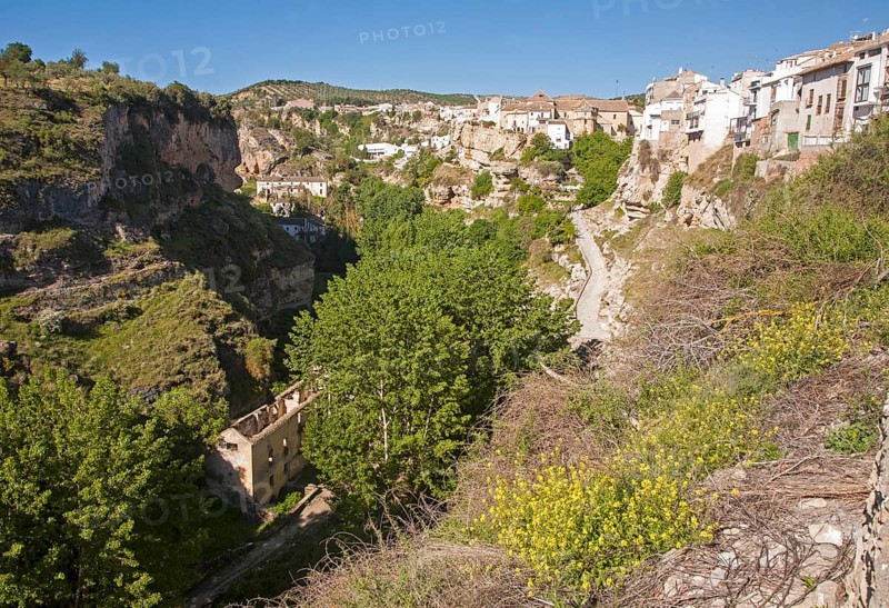 River Tajo limestone gorge cliffs, Alhama de Granada, Spain, Europe