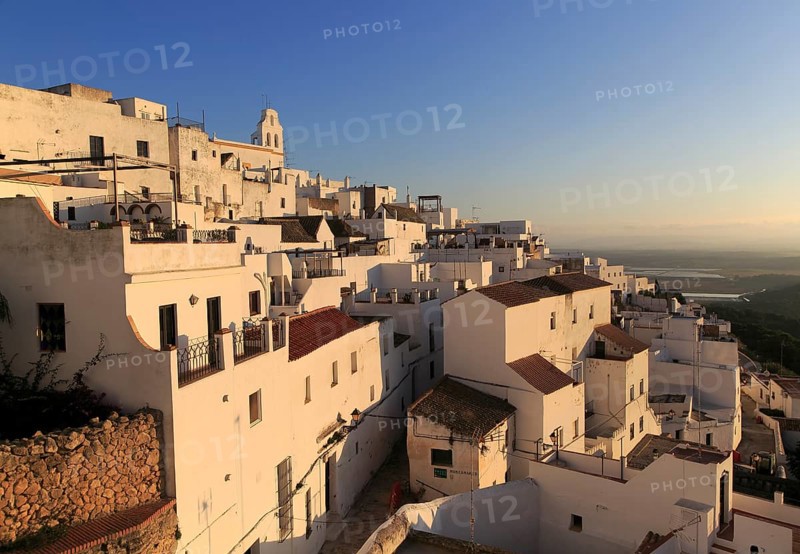 Pueblo blanco historic village whitewashed houses on hillside, Vejer de la Frontera, Cadiz Province, Spain, Europe