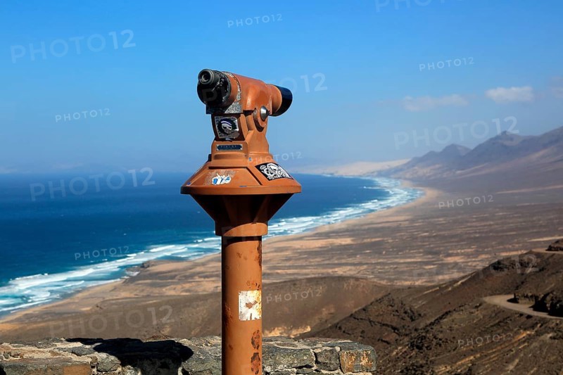 Viewpoint to Cofete beach Atlantic Ocean coast, Jandia peninsula, Fuerteventura, Canary Islands, Spain, Europe