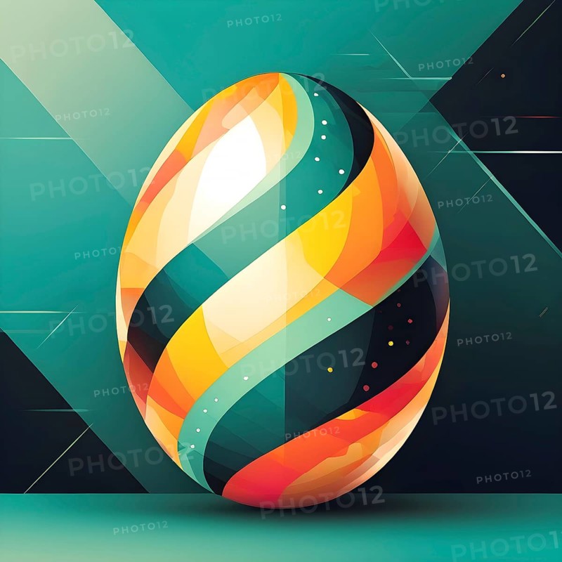Abstract Easter egg design with geometric patterns, bold colors, and a mix of textures, creating a modern and dynamic look, AI generated
