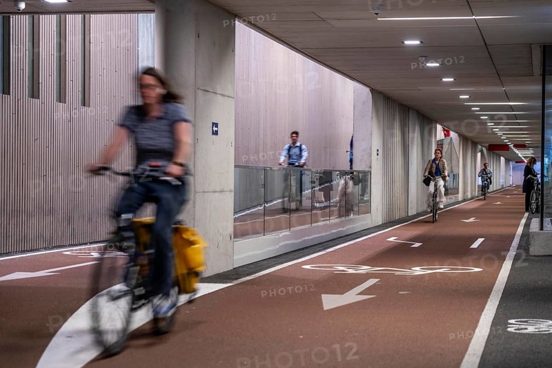 Bicycle car park at Utrecht Centraal railway station, Stationsplein, 3 underground levels, over 13, 000 parking spaces, considered the largest bicycle car park in the world, Utrecht, Netherlands