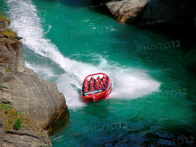 New Zealand, Jetboat with People, New Zealand, Oceania