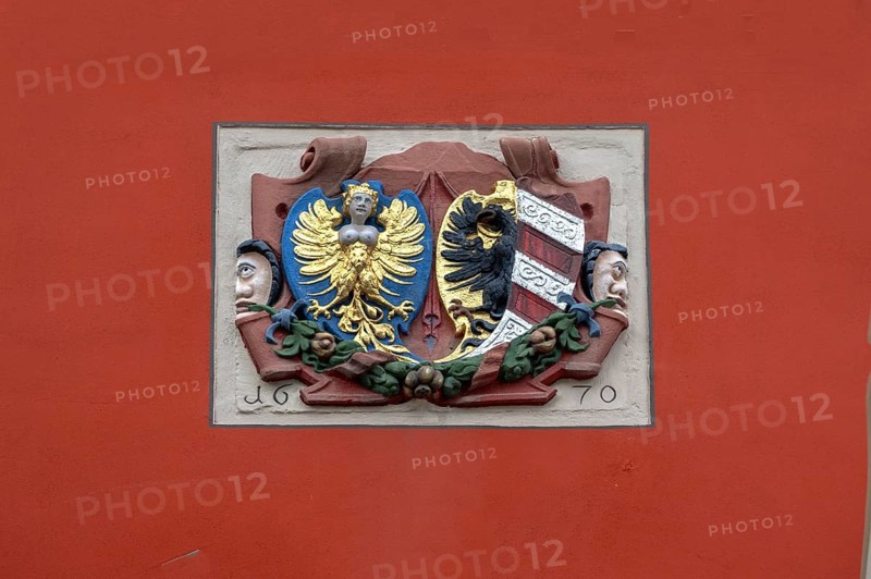 Coat of arms on Betzenstein Castle from 1670, Betzenstein, Upper Franconia, Bavaria, Germany, Europe