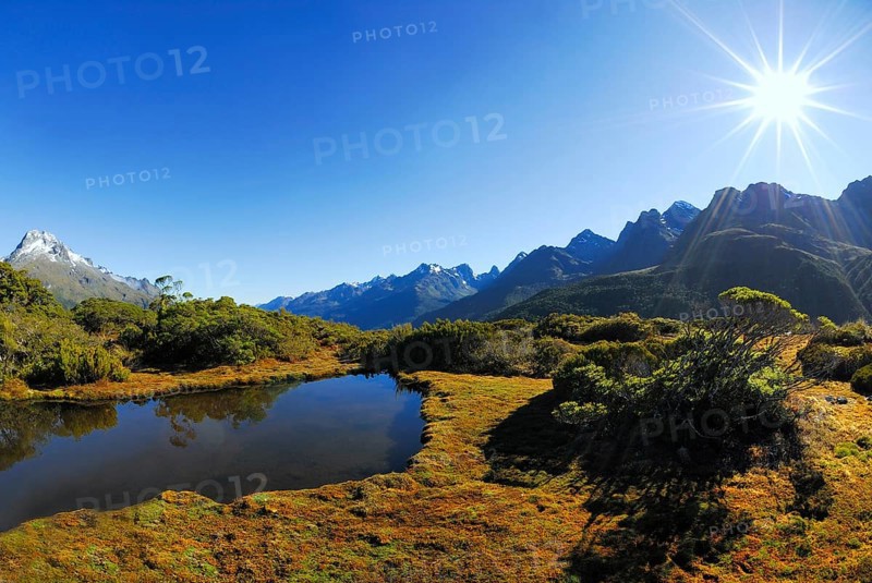 View from Key Summit, Fiordland National Park, World Heritage Site South West New Zealand, to the Humboldt Mountains (Mt. Aspiring National Park), West Coast, South Island New Zealand, New Zealand, Oceania