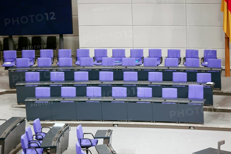View of the German Bundestag. There are 736 seats for MPs in the 20th German Bundestag. In future, instead of first and second votes, there will be one constituency vote and one main vote, thus eliminating overhang mandates, Berlin, 26.01.2023