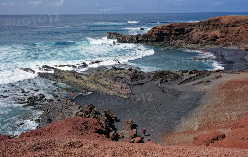 Lava rocks at the Playa de los Ciclos near the Green Lake, Lago Verde, El Golfo, Lanzarote, Canary Islands, Canary Islands, Spain, Europe