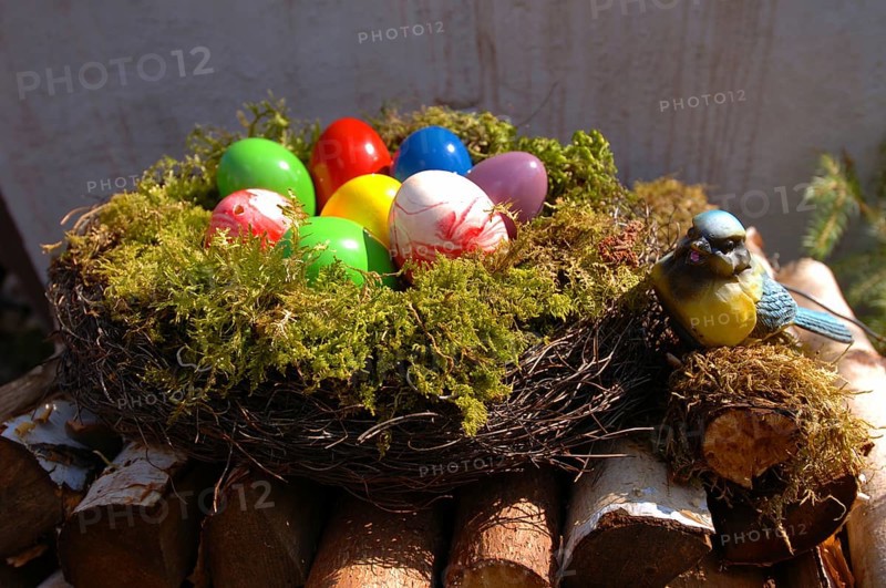 Easter custom, Easter fountain in Franconian Switzerland, detail, here in Bieberbach, district of Forchheim, Upper Franconia, Bavaria, Germany, Europe