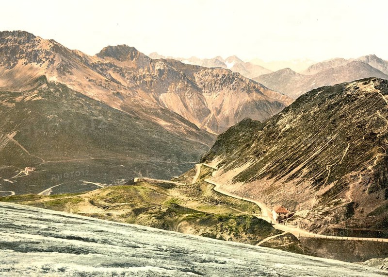 Stilfserjoch, Stilfser Joch, Ferdinandhaus and Silvretta mountain group, Tyrol, formerly Austria-Hungary, today South Tyrol, Italy, Historical, digitally restored reproduction from a 19th century original, Record date not stated, Europe