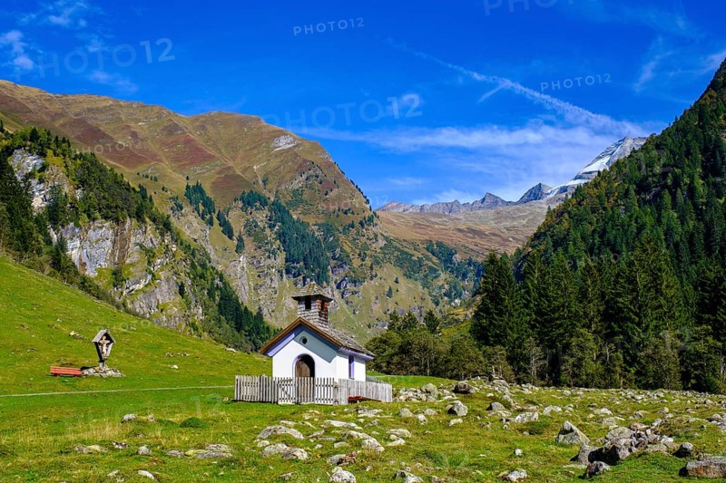 Chapel, Flittneralm. Flittner Alm, Innervals, Vals, Valser Tal, Valser Tal Natura 2000 nature reserve, Wipptal, Tyrol, Austria, Europe