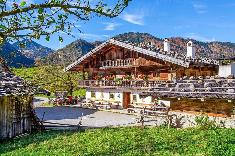 Markus Wasmeier Farm Museum in autumn, Schliersee, Mangfall mountains, Upper Bavaria, Bavaria, Germany, Europe