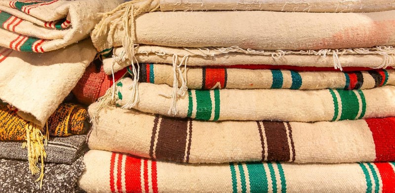 Woolen blankets, Dar al Hossoun hotel, Taroudant, Morocco, Sous Valley, Morocco, north Africa, Africa