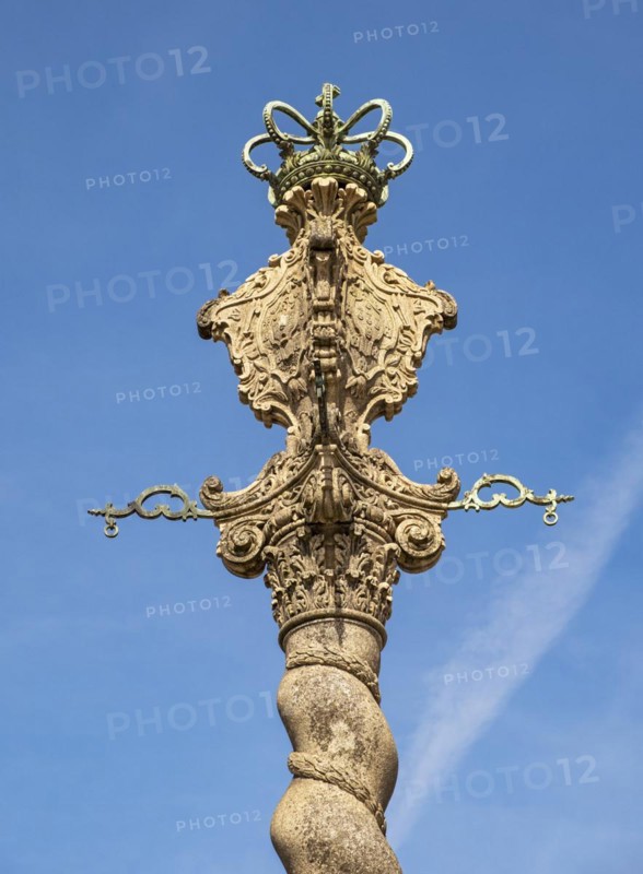 Close-up of Pillory of Porto column, Pelourinho do Porto, beside the Porto Cathedral, Sé do Porto, Portugal, Europe