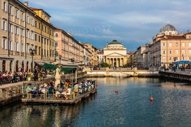 Commercial and residential houses of old families on the Grand Canal in the heart of Borgo Teresiano, Trieste, harbour town on the Adriatic, Friuli, Italy, Trieste, Friuli, Italy, Europe