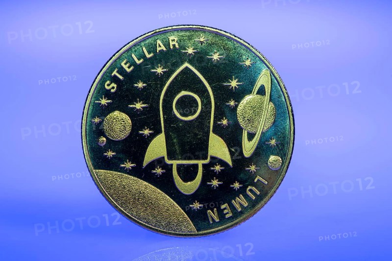 Stellar, XLM, cryptocurrency, symbol coin, optical placeholder for the digital currency, blockchain, stock market prices