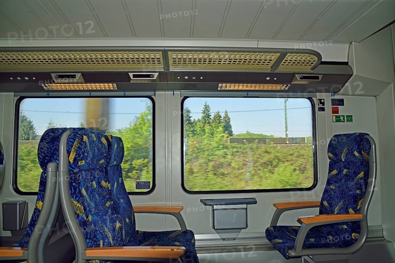 Germany, Lower Saxony, Regional train 31, Passenger compartment, Metronom, View from the window, Hamburg, Hamburg, Federal Republic of Germany, Europe
