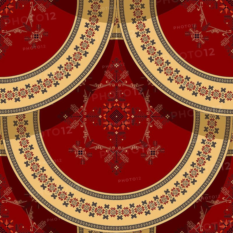 Seamless Latvian embroidery circular pattern, vector template for your design