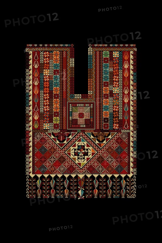 Embroidery vector Tatreez template, Palestinian fashion neck ornament