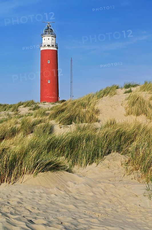 Eierland lighthouse with dunes, De Cocksdorp, Texel, West Frisian Islands, Province of North Holland, Netherlands