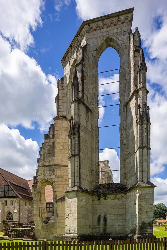 Walkenried Abbey is a former Cistercian abbey in Walkenried, situated on the southern edge of the Harz Mountains near the border triangle of Lower Saxony, Saxony-Anhalt and Thuringia. The building complex includes the ruins of the abbey church and the largely preserved Gothic cloister building. This was converted into the Walkenried Monastery Cistercian Museum in 2006. Since 2010, the monastery complex has been a UNESCO World Heritage Site as part of the Rammelsberg Mine, Goslar Old Town and Upper Harz Water Management Site, Walkenried Monastery, Walkenried, Lower Saxony, Germany, Europe